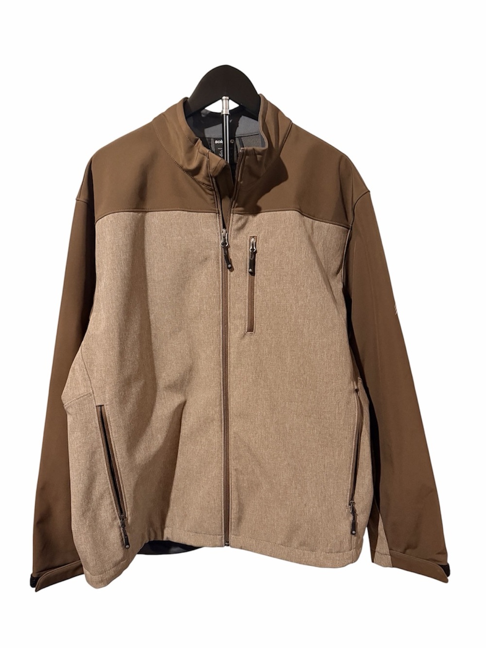 Solaris Men's Two-Tone Brown Softshell Lined Jacket XL Flaw Read Description